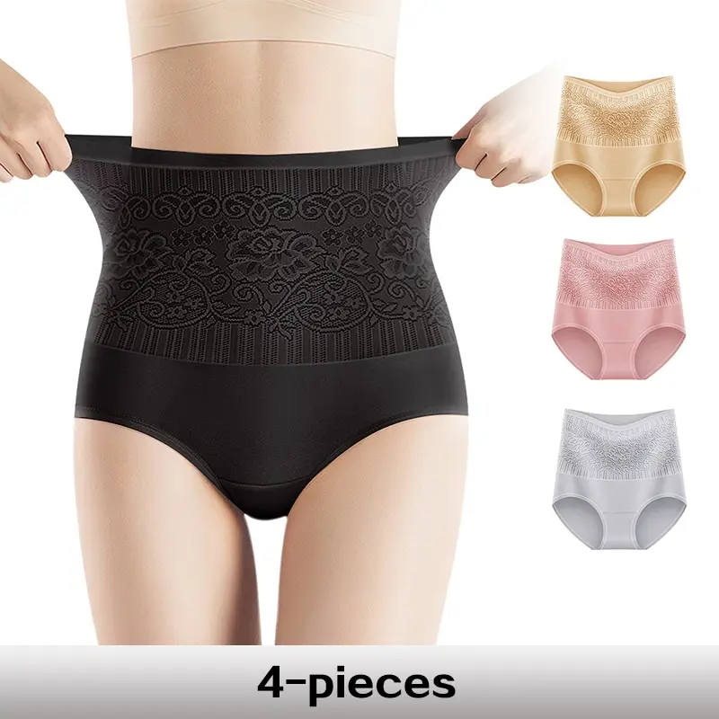 Women Briefs Cozy Solid Color Soft And Comfortable Control Panties High Waist Anti-Pilling Breathable Underpants For Female