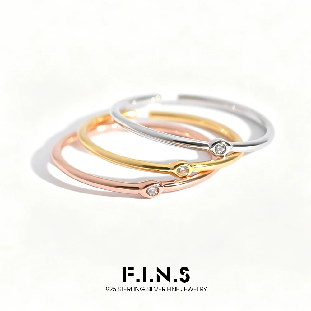 F.I.N.S Original 1.3MM Thin Line Real S925 Sterling Silver CZ Rings Midi Toe Knuckle Finger's Ring Minimalist Fine Jewelry Gift