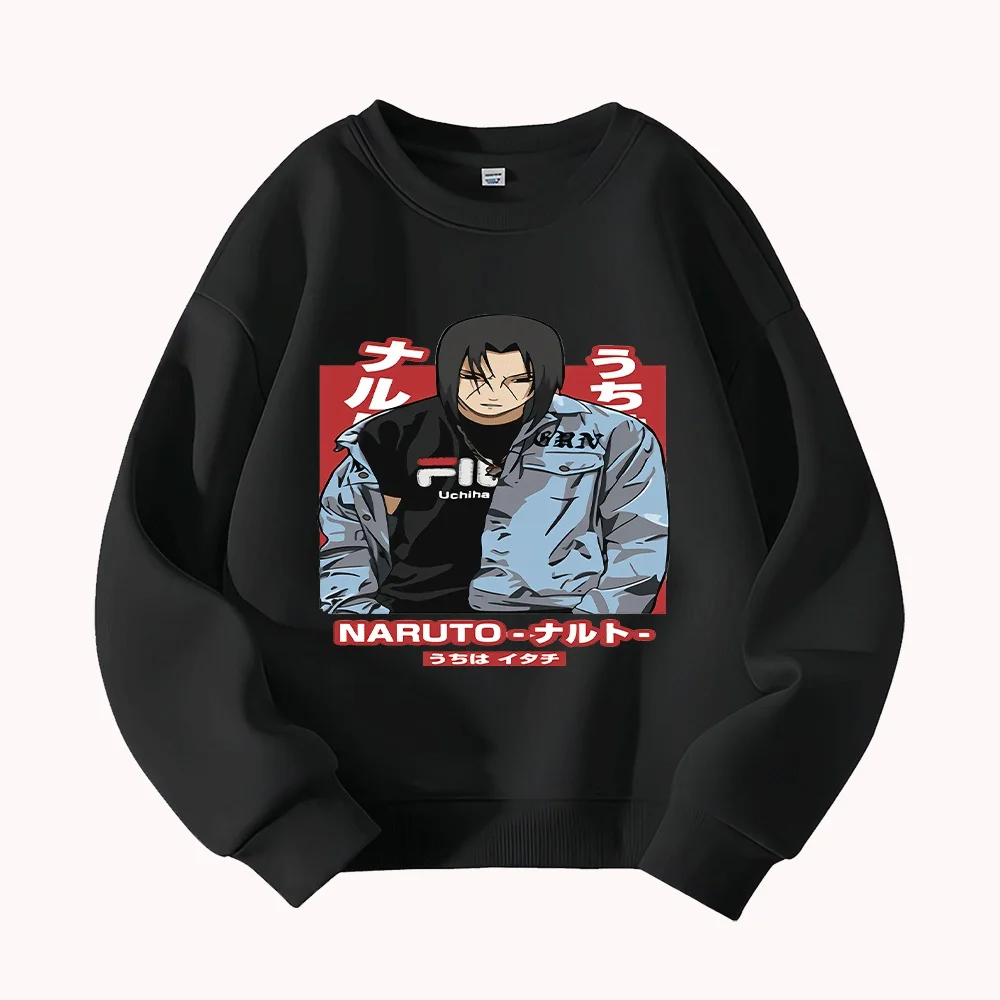 나루토 우치하 키즈 후드 패션 애니메이션 캐릭터 프린트 스웨트 셔츠 소년 소녀용 긴 소매 풀오버 캐주얼 아동복