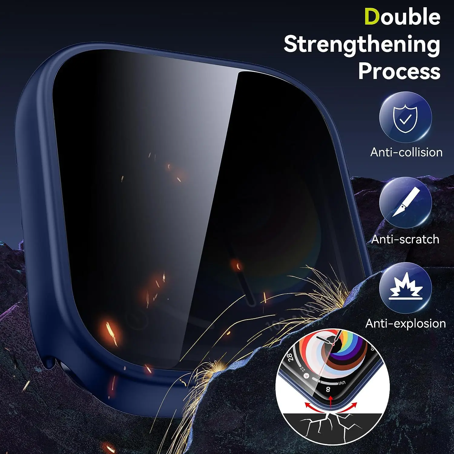 Szkło + pokrowiec na Apple Watch Case Series 9 8 7 6 SE 3 45 mm 41 mm 44 mm 40 mm 42 mm 38 mm Ochraniacz ekranu do Apple iWatch Ultra 49 mm