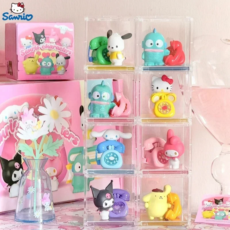 Sanrio Characters Heartbeat Call Series Micro Kuromi Cinnamoroll  Hellokitty Mini Anime Figures Cute Model Collection Toy