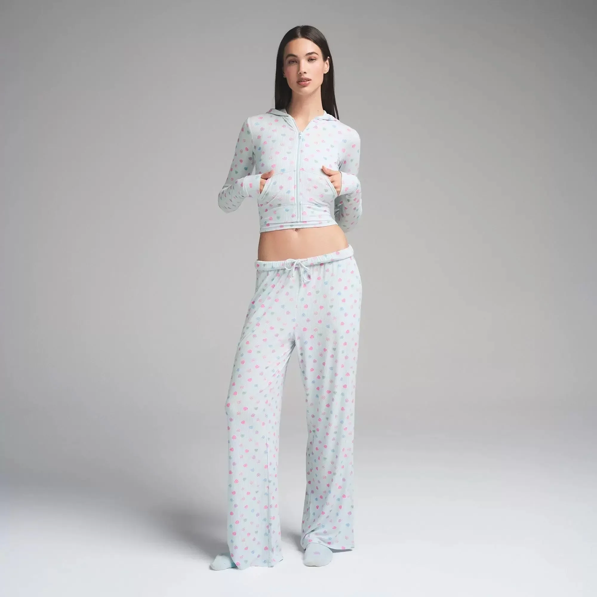 Ski rose same style 2025 new Valentine's Day zipper hooded short jacket