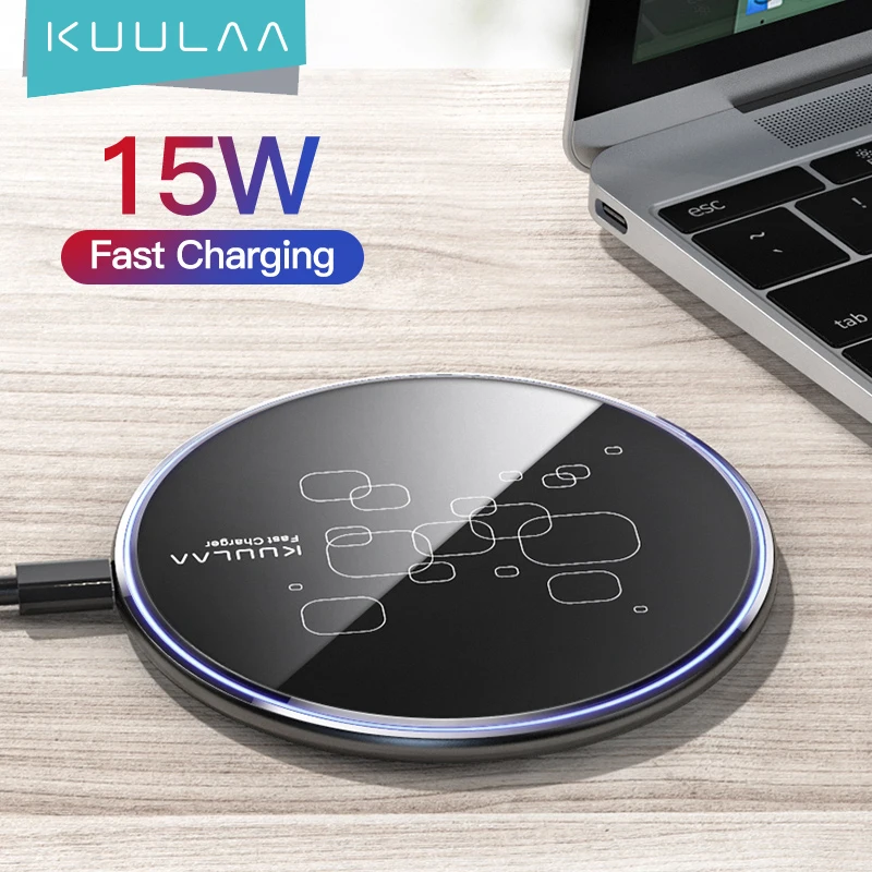 

KUULAA 15W Wireless Charger For iPhone 14 13 12 11 Max XS XR 8 Plus Mirror Qi Wireless Charging Pad For Samsung S9 S10+ Note 9 8