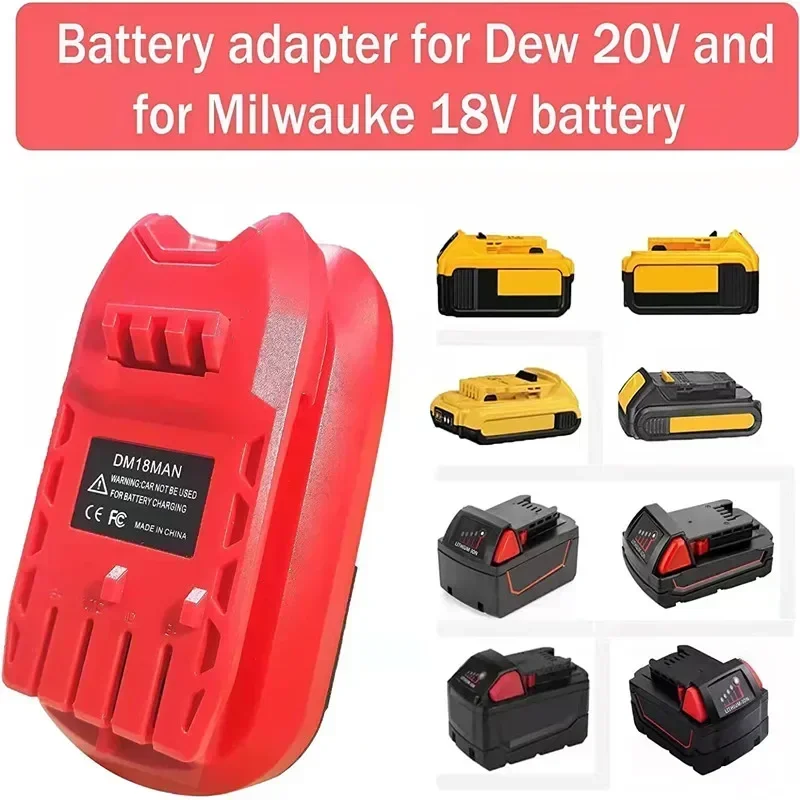 DM18MAN Adapter Applicable To Craftsman Cordless Tool for Dewalt/Milwaukee 18V Lithium Battery Conversion 20V for Craftsman Tool