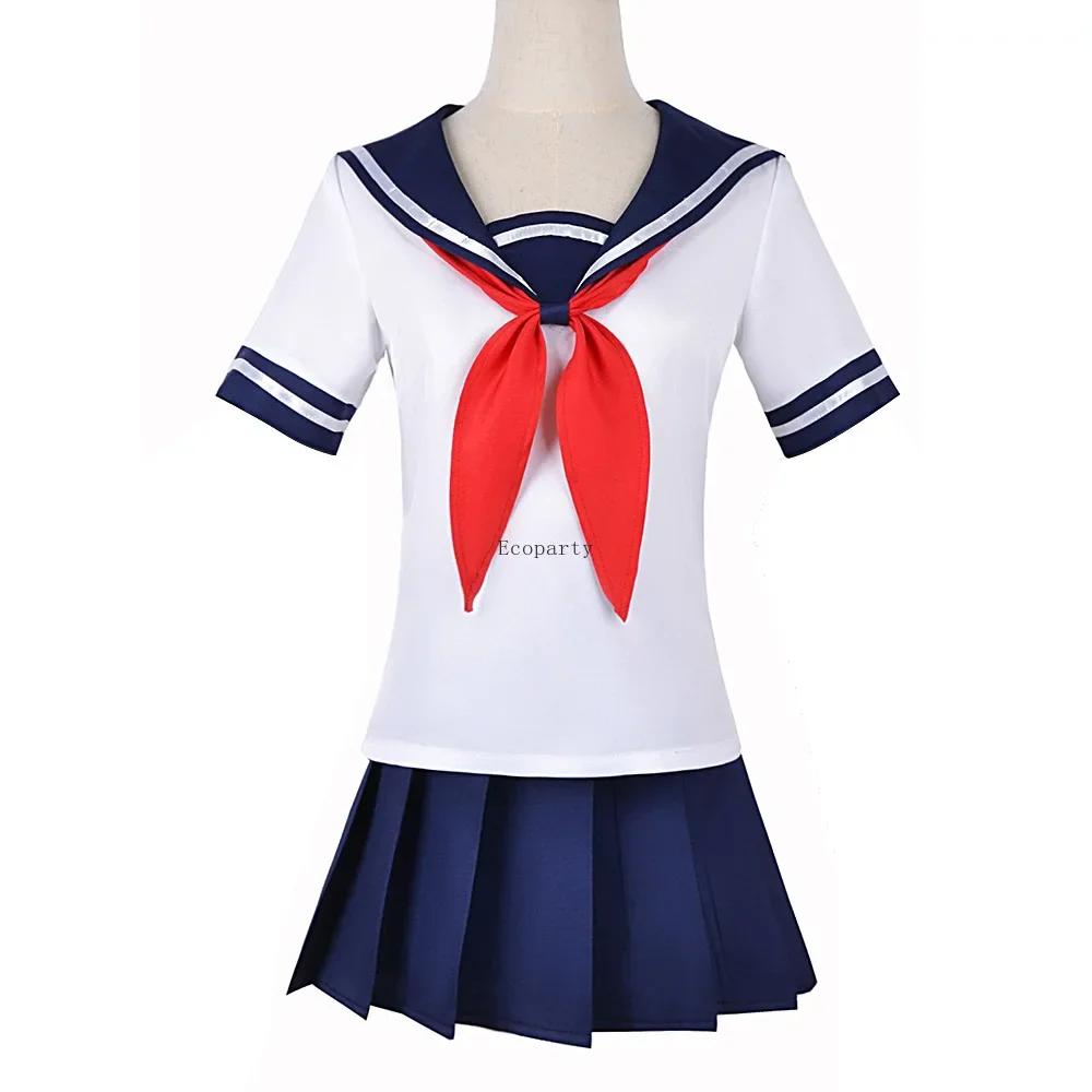 Game Yandere Simulator Ayano Aishi Cosplay Costumes Wig Osana Najimi Girl School JK Uniform Sailor Shirt Skirt Dress Clothes view 3