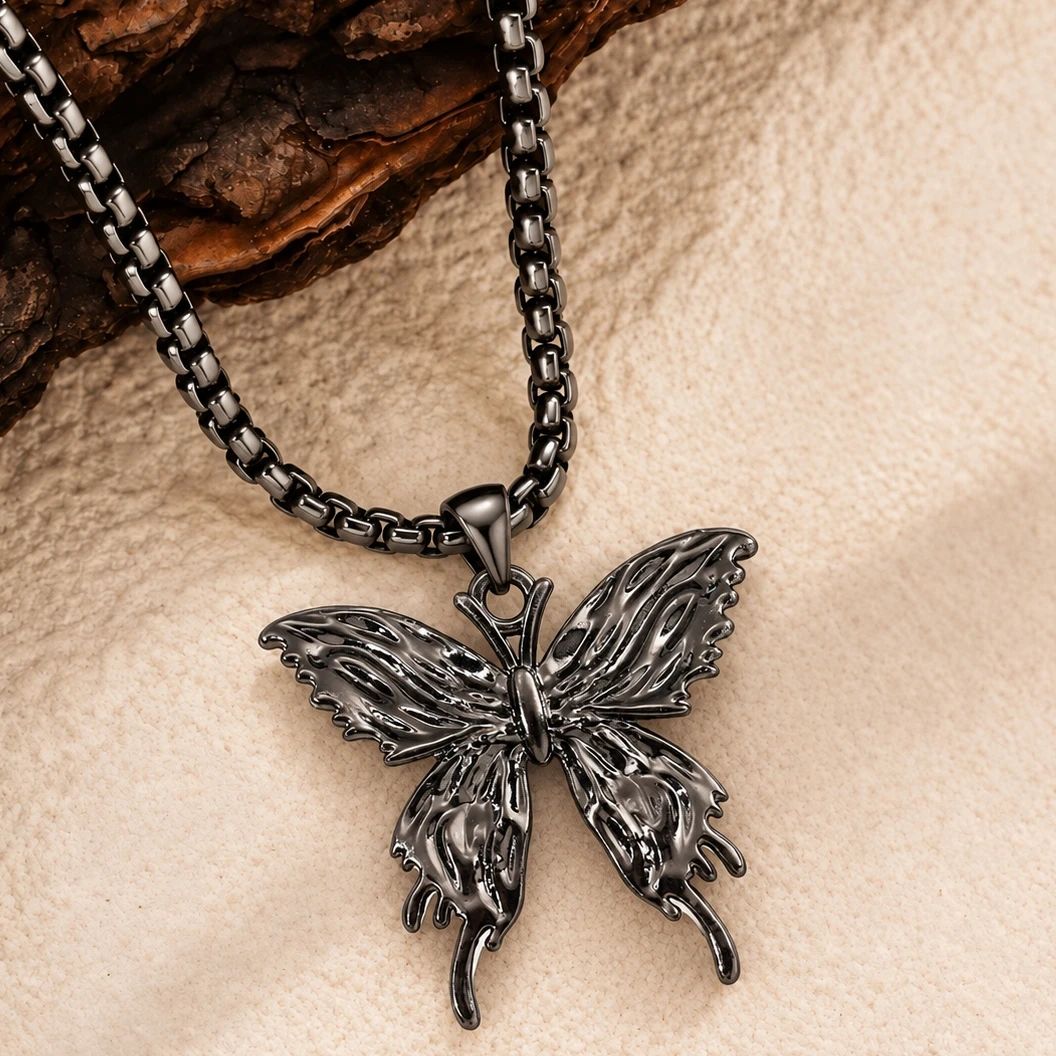 5pcs Dark Gothic Retro Black Butterfly Moon Cross Heart Pendant Set for DIY Personalized Necklace Earrings Accessories Halloween