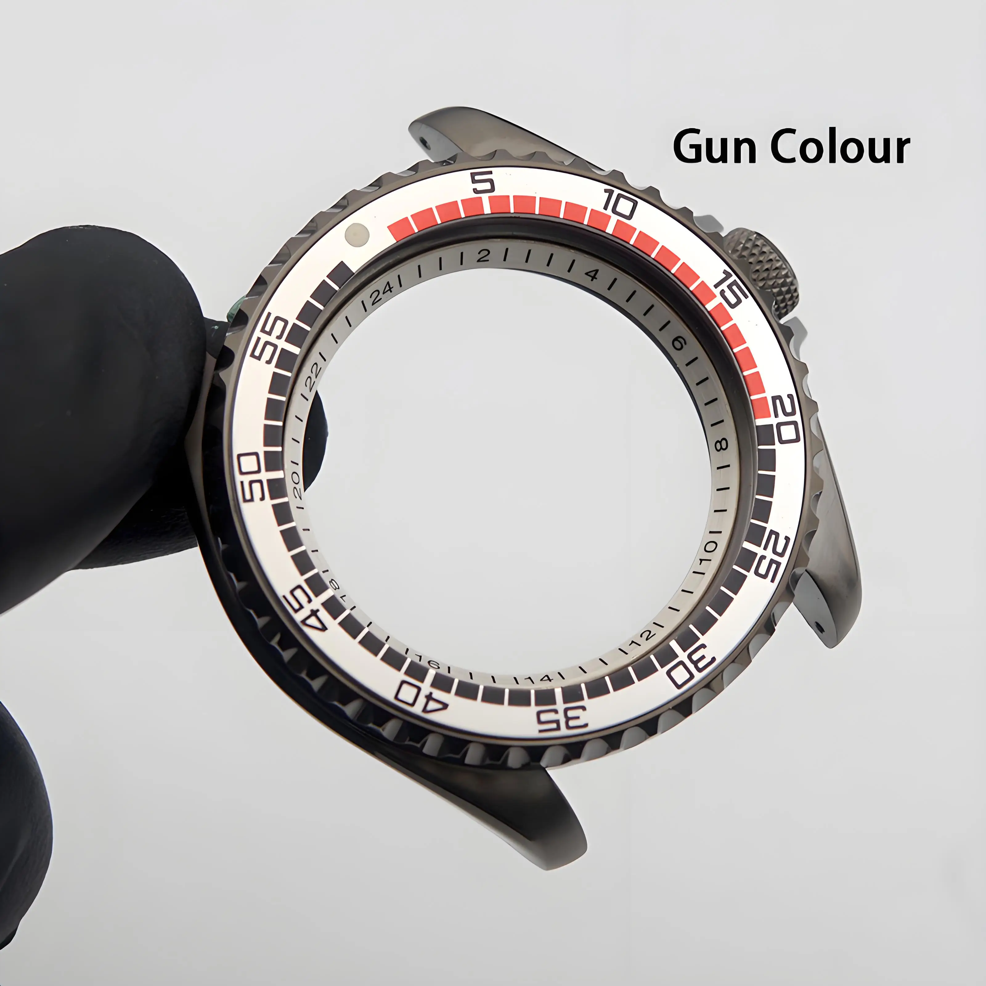 Gun Colour Men's Watch Case Fit NH34 NH35 NH36 Automatic Movement SKX007 SKX009 Sapphire Glass 200M Waterproof Case