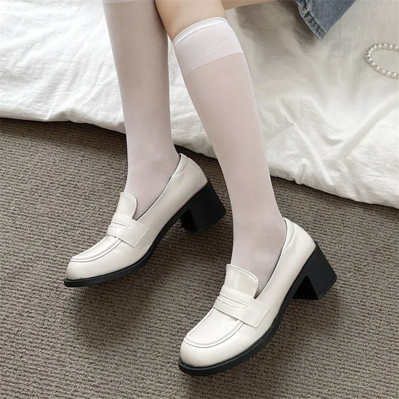 College style Lolita shoes women\'s student Retro round toe Mary Jane shoes shallow buckle thick sole single shoes women\'s shoes