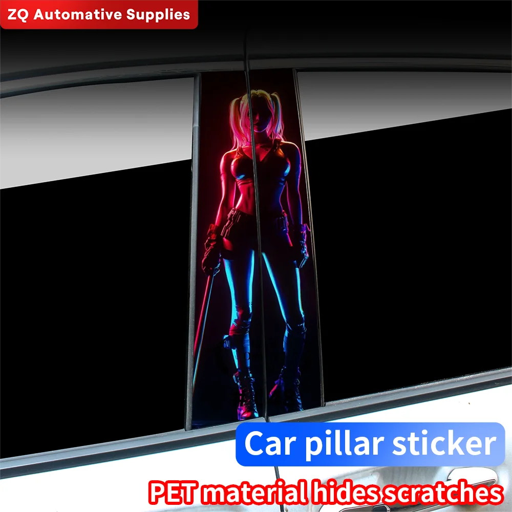 Joker Girl Car Stickers Waterproof Auto B Pillar Decor Cover Scratches Durable Car Doors Pillar Vinyl Decals Vehicle Decors