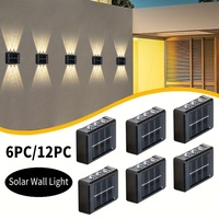 1-12PCS Solar Wall Lamp Outdoor 4/6/10LED Light Waterproof Up And Down Luminous Lighting Balcony Yard Garden Decoration Lights