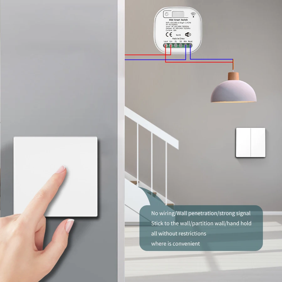 16A WiFi Smart Wireless Switch 433MHz autoalimentato nessuna batteria necessaria interruttori Tuya Wall House per Alexa Echo Google Home