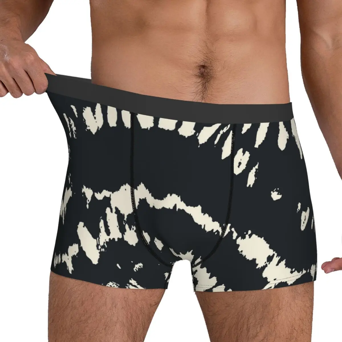 

Нижнее белье Black Tie Dye с абстрактным принтом, сумка-боксер высокого качества с принтом на багажнике, короткие забавные мужские трусы, большой размер 2XL