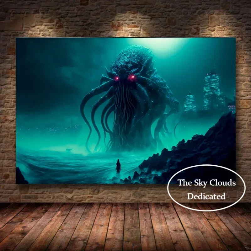 Lovecraft Creatures Scary Monster Poster Cthulhu Mythos Canvas Painting HD Print Modern Wall Art Picture Living Room Home Decor