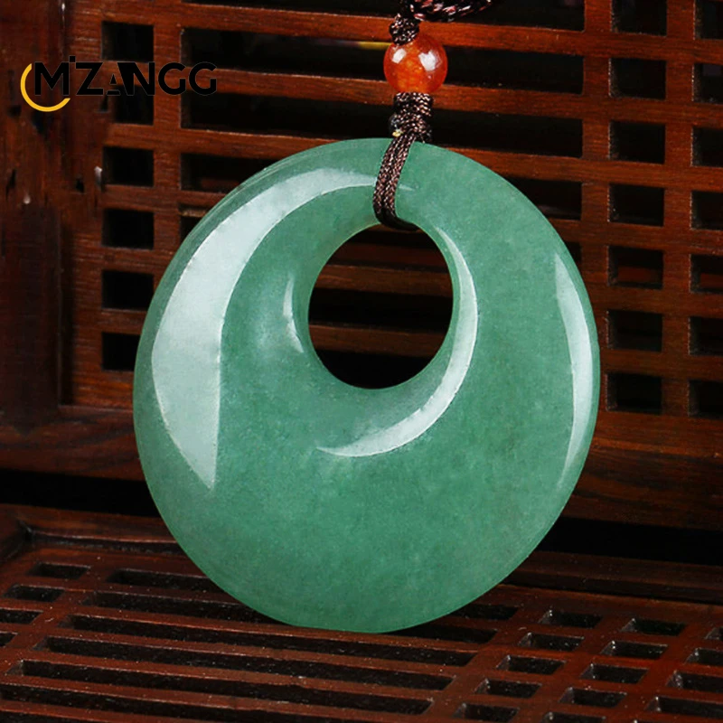 Natural Dongling Jade Peace Buckle Pendant Jadeite Green Raw Stone Men's and Women's Necklaces Exquisite Fashion Jewelry Gifts