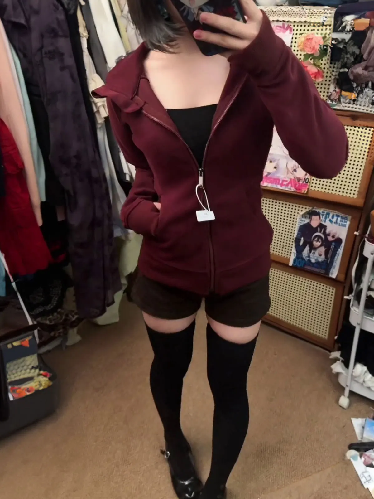 Women's Fitted Hoodie Jacket Yoga Wear Red Autumn Winter New Style 25 Waist-Cinching Long Sleeve Commute Style Regular Length