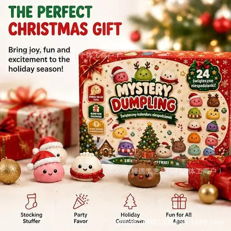 Baozi kneading music 24-grid Christmas advent calendar , soft glue decompression kneading toy children's Christmas