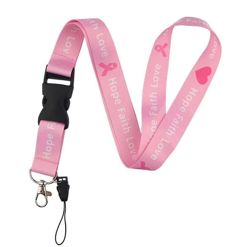 Credential Holder Pink Ribbon Lanyards for Keys Neck Strap For Card Badge Gym Keyring Nurse Accessories
