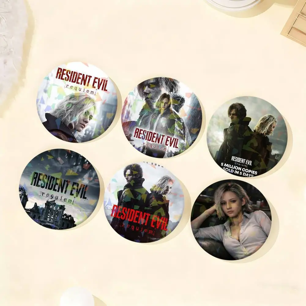 Game R-Resident Evil Requiem Badge Set Glass Shine Brooches Lapel Backpack Costume Gifts Decoration birthday