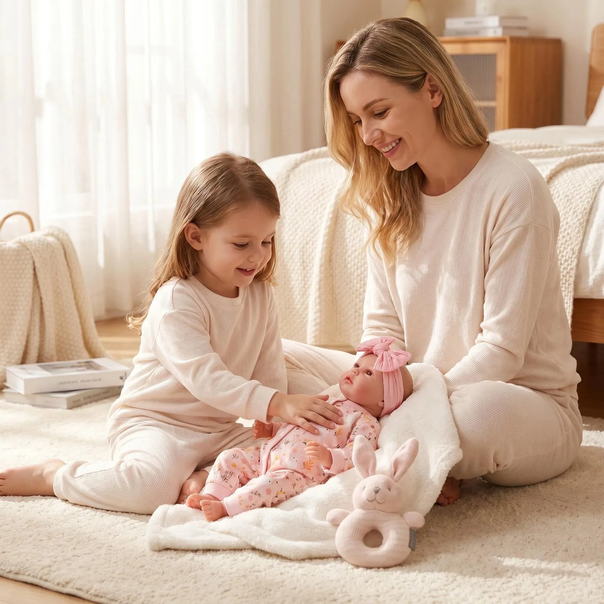 NPK 19inch Lifelike Loulou Awake Girl Doll Handmade Detailed Painting Real Soft Touch Cute Handy Baby Collectible Small Doll view 6