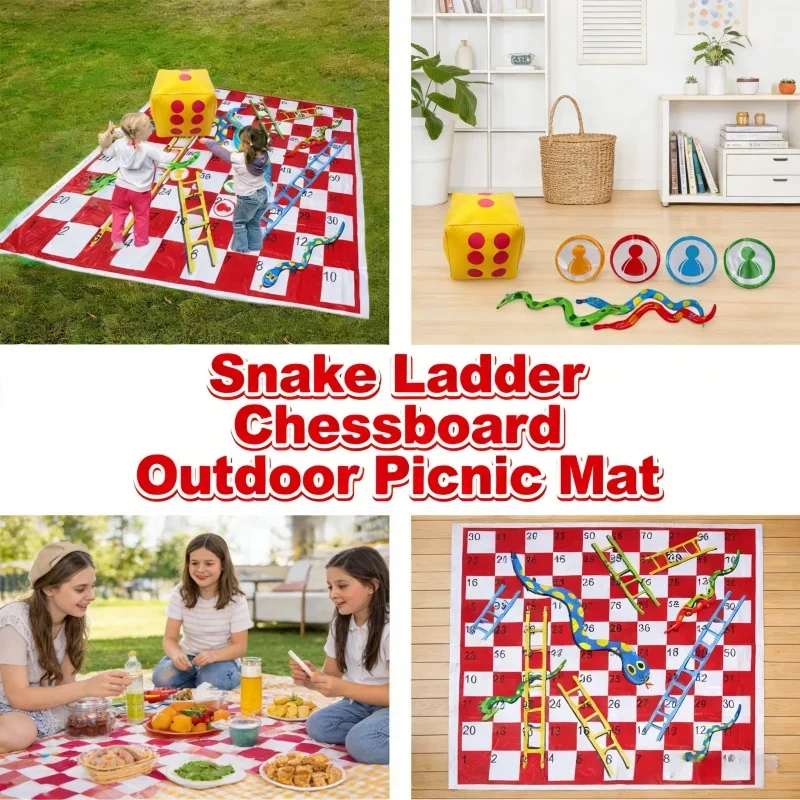

Портативный уличный коврик для пикника, детский игровой коврик, водонепроницаемая игровая карта, набор для игры в шахматы с змеями и лестницами, игрушка для детей