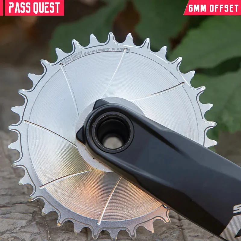 PASS QUEST-black and silver 6mm, 28-36T Chainring, Round Narrow Wide, Direct Mount Crank, Gravel Bike, Mountain Bike