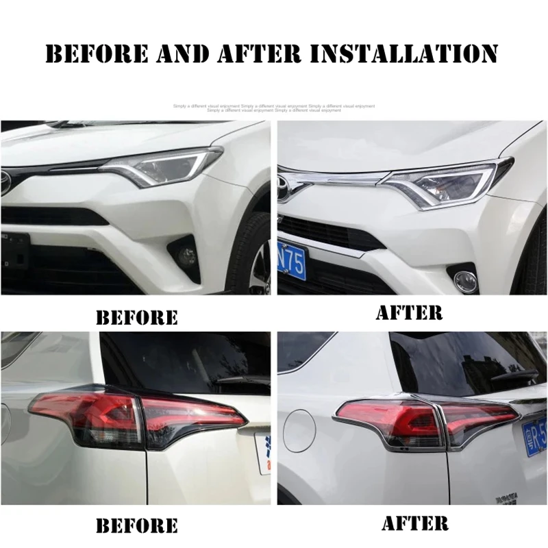 ABS Chrome For Toyota RAV4 RAV 4 2016 2017 2018 After Rear Tail Lights Lamp Covers Frame Trim Car Quality Styling Sequins