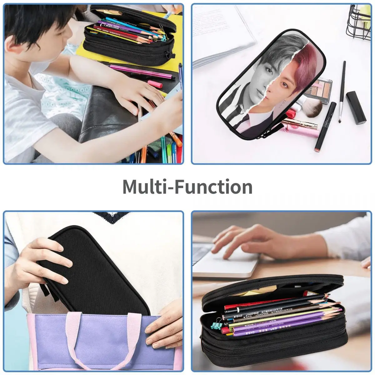 Jungkook Pencil Cases Large Storage Pen Bags Pen Box Pencil Pouch For Boys Girls Students Stationery School Office