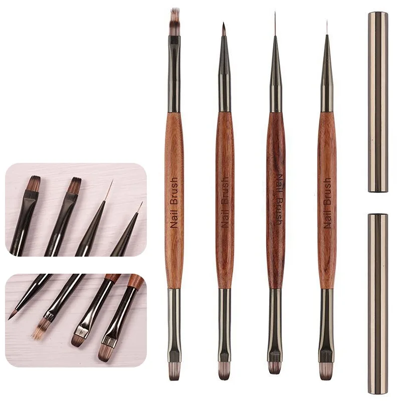 แปรงเพ้นท์เล็บสองหัว 1/4 ชิ้น สำหรับวาดลายสามเหลี่ยม ปากกาเพ้นท์ลายเส้น ลายเฟรนช์ ลายดอกไม้ สำหรับทำเล็บ