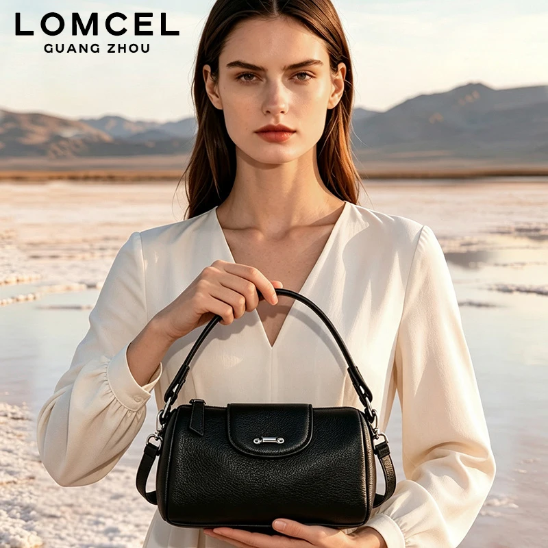 LOMCEL 212 Top layer cowhide Boston versatile women's bag, single shoulder strap, crossbody, change purse fashionable  simple