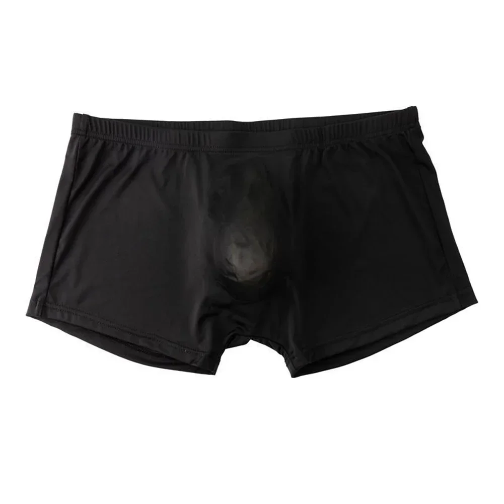 سراويل داخلية قابلة للتنفس من الحرير الجليدي للملاكمين ليلاً للنوم ملابس داخلية للرجال من نسيج النايلون بلون سادة مناسبة لجميع المواسم