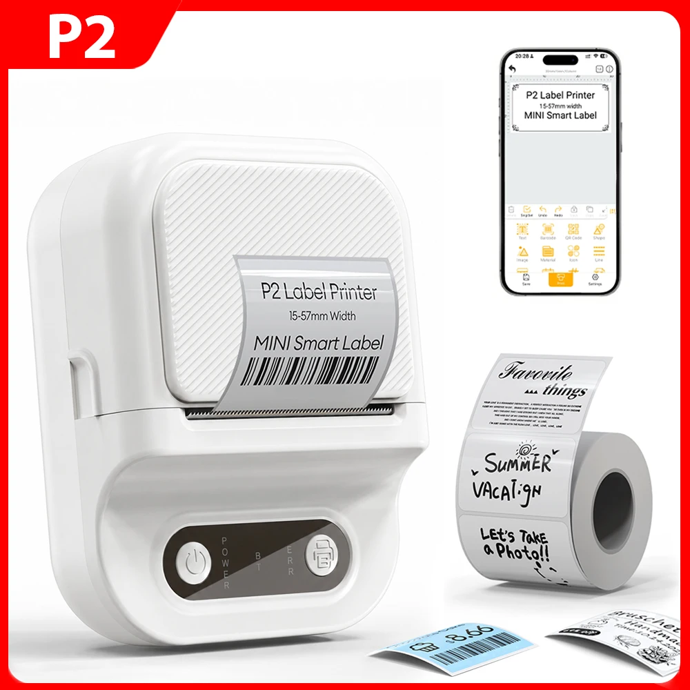 Mini Thermal Label Printer 12-58mm Self-Adhesive Sticker Wireless Bluetooth Portable Labeling Machine Similar as B21 B1 Inkless