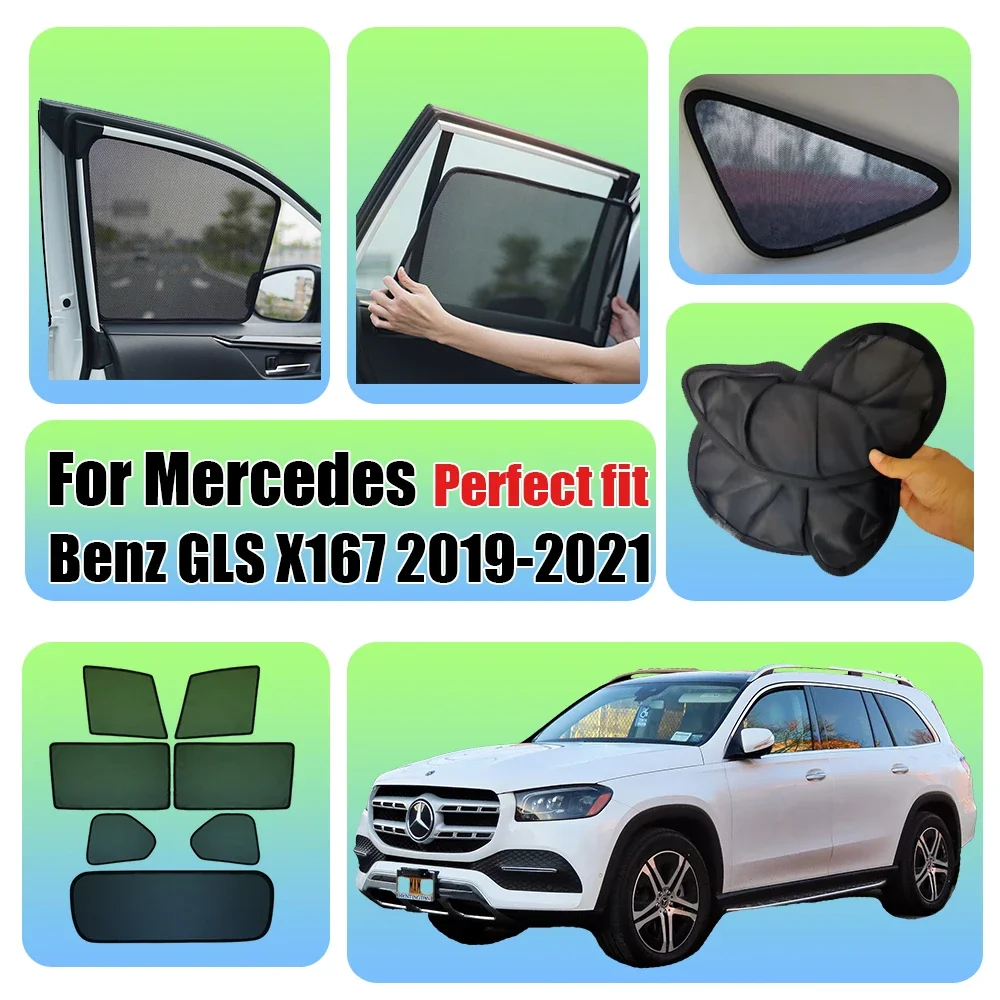 For Mercedes Benz GLS X167 2019-2021 Car Front Shield Window SunShade Windshield Rear Side Window Curtain Sun Shade Visor
