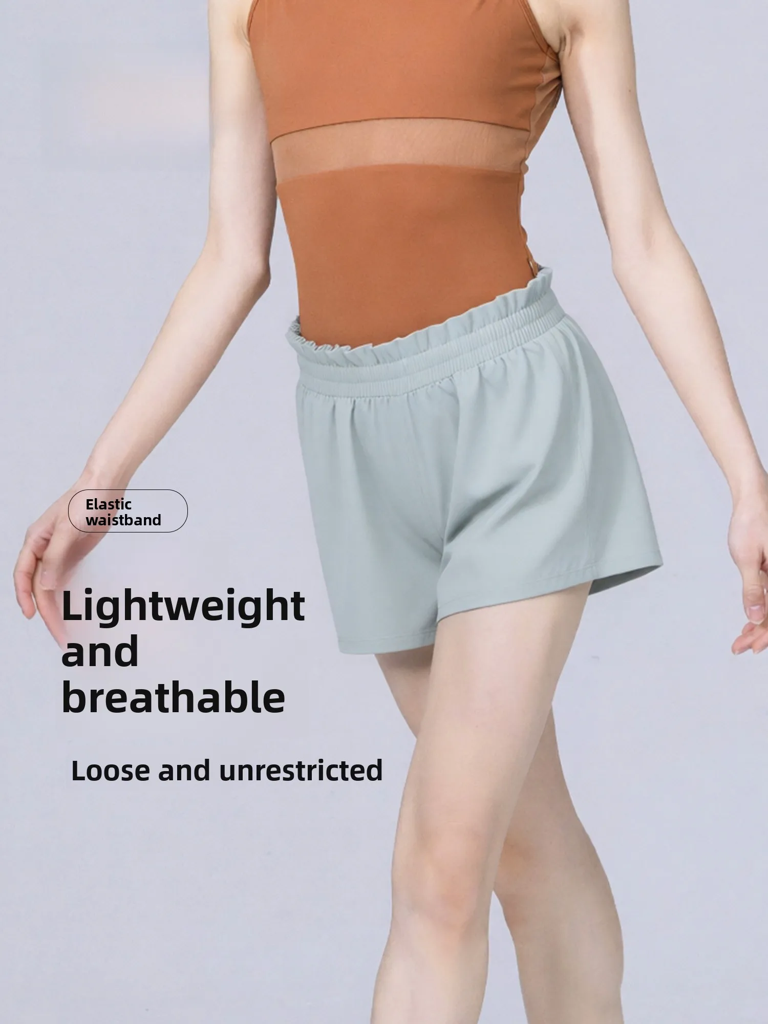 adult-women's-dance-practice-shorts-lace-trim-ballet-training-uniform-stage-performance-costume-mid-waist-elastic-fitness-pants