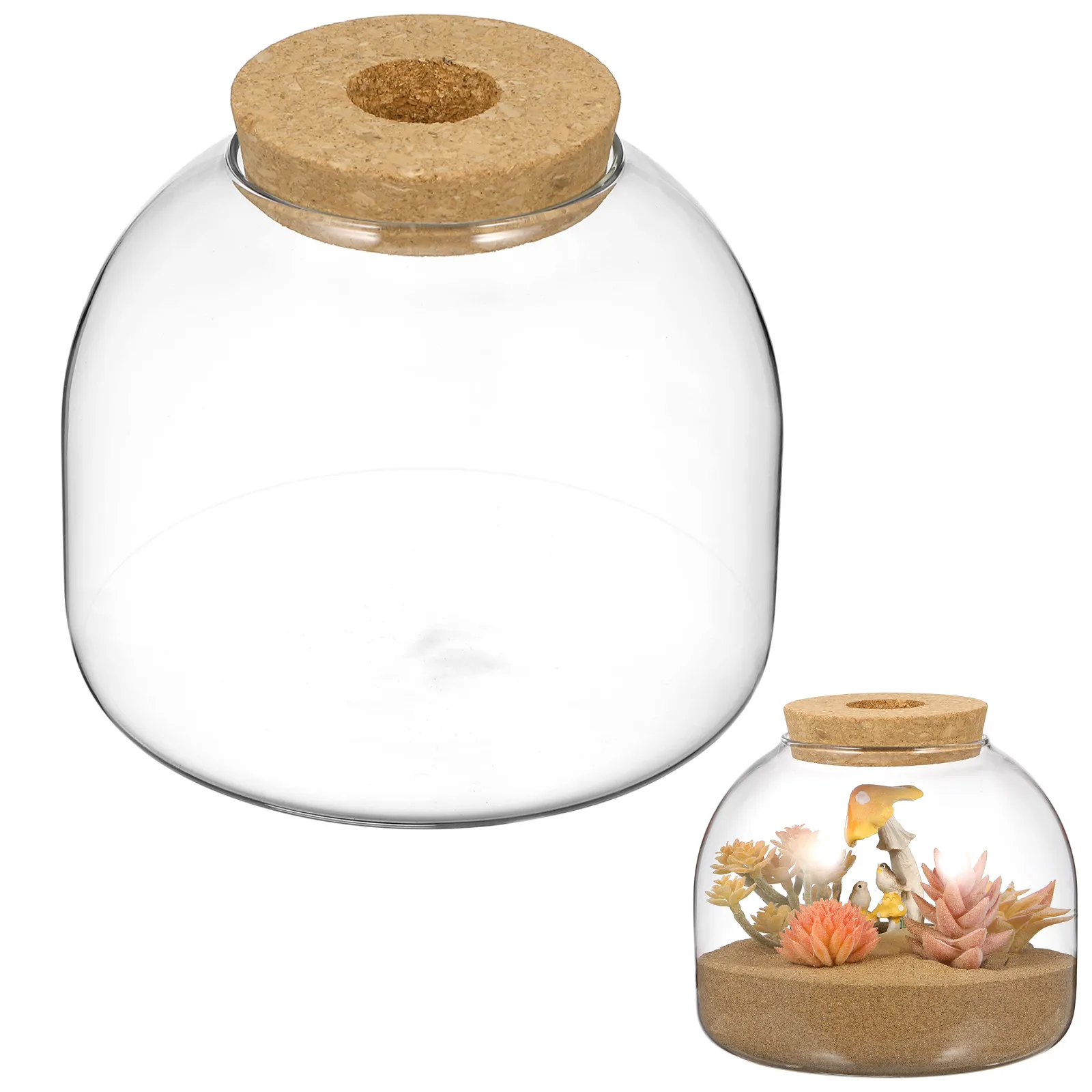 Glass Terrarium Jar With Wood Stopper Plant Terrarium Cork Indoor Plants Glass Micro Landscaping Container Transparent Enclosed