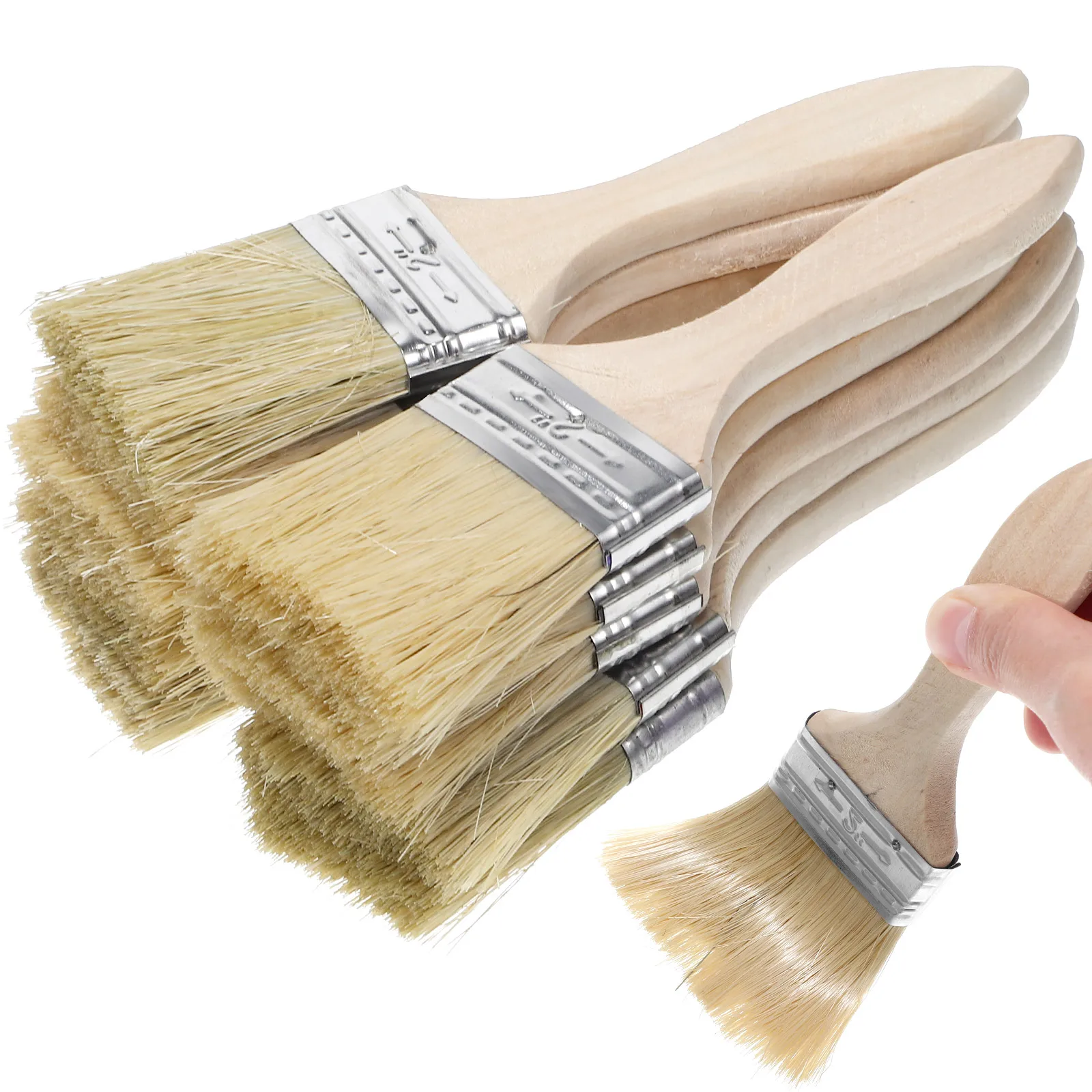 

10 Pcs Paint Brushes Wood Handle White 2 Inch Dense Bristles Comfort Grip Durable Reliable Wall Furniture Painting