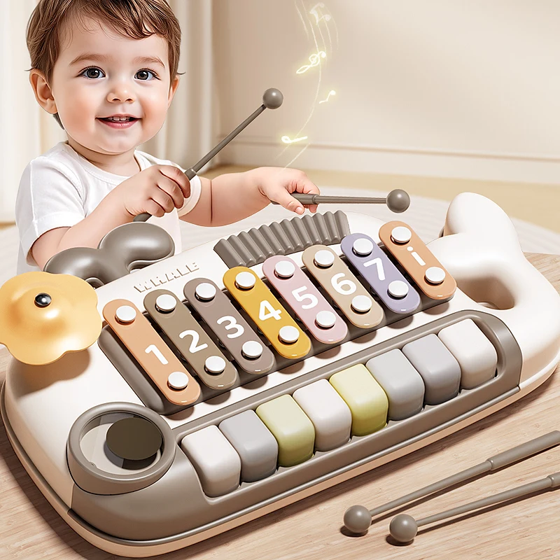 Crianças instrumentos musicais baleia xilofone piano brinquedo com tambor gong para crianças 3 anos educacional desenvolvimento sensorial presente