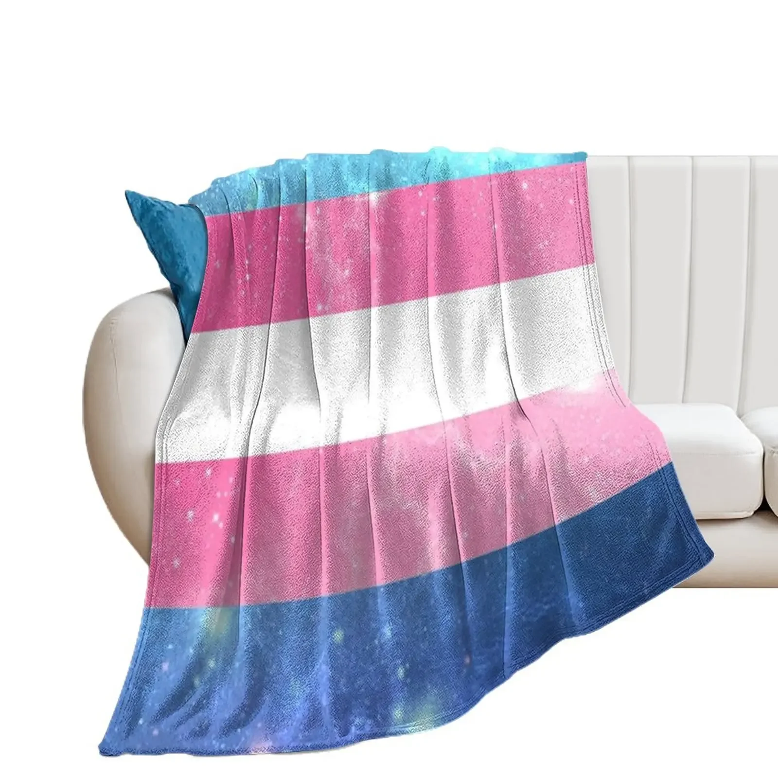 Trans Flag - LGBTQ Galaxy Throw Blanket Decorative Beds Soft sofa bed Designers Blankets