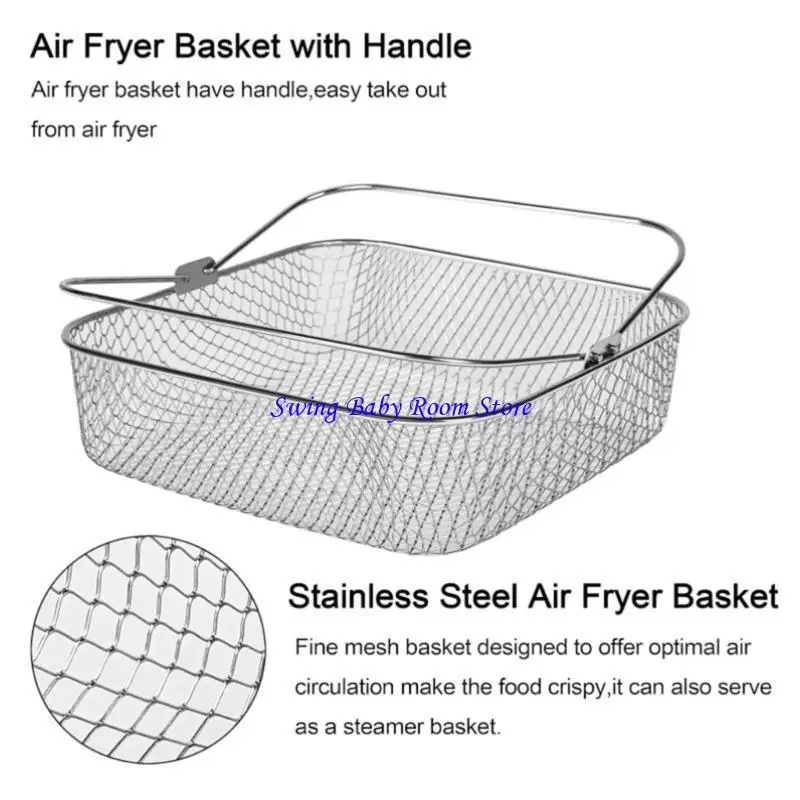 K1AD Large Capacity Fritter Skimmers with Handle Stainless Steel Fryer Basket Fryer Chip Baskets Metal Cooking Accessories