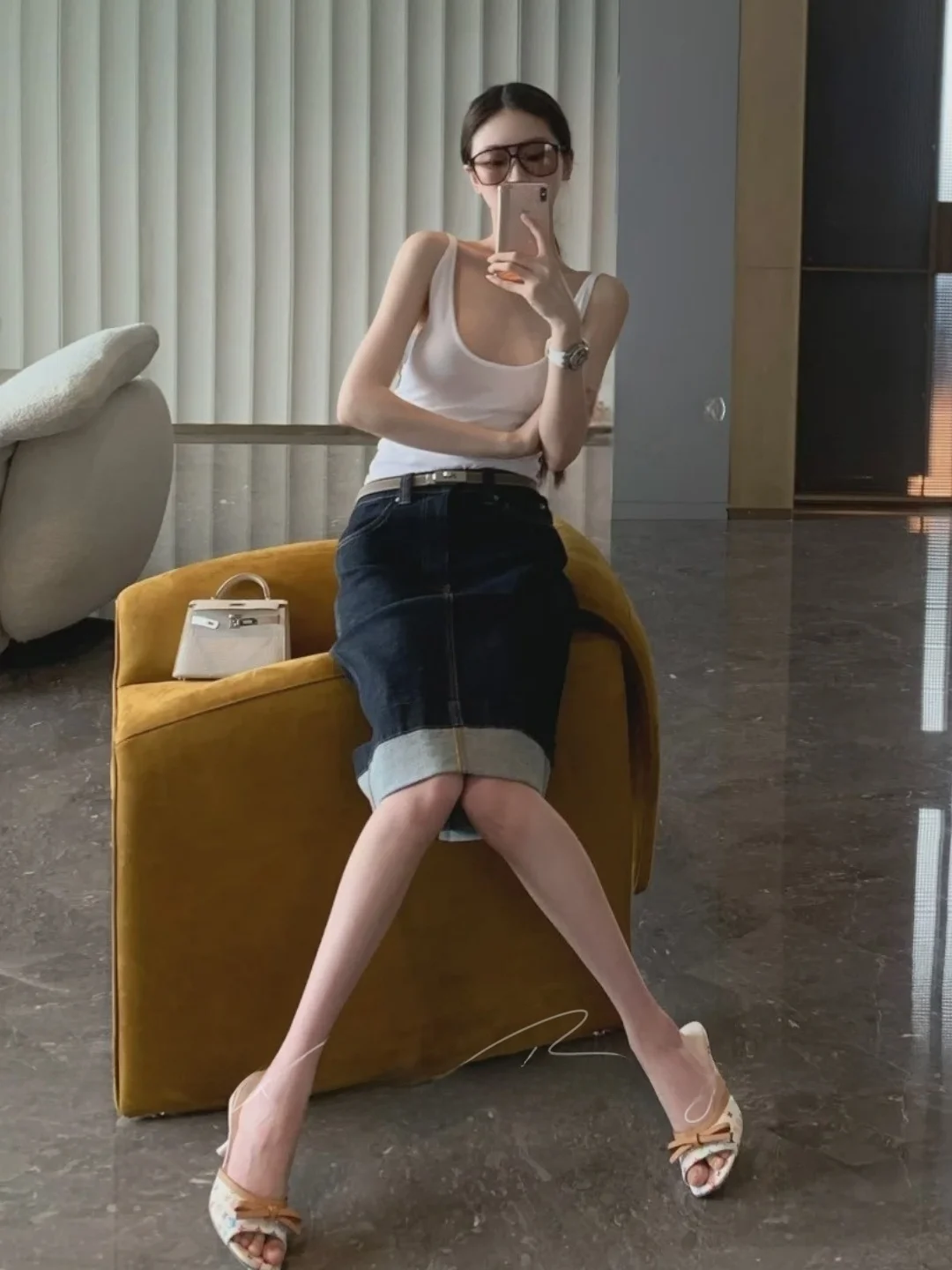American Street Style Sexy Girl Simple Denim  Skirt Women Summer Mid-length Bodycon Slimming Versatile Jeans Skirt view 5