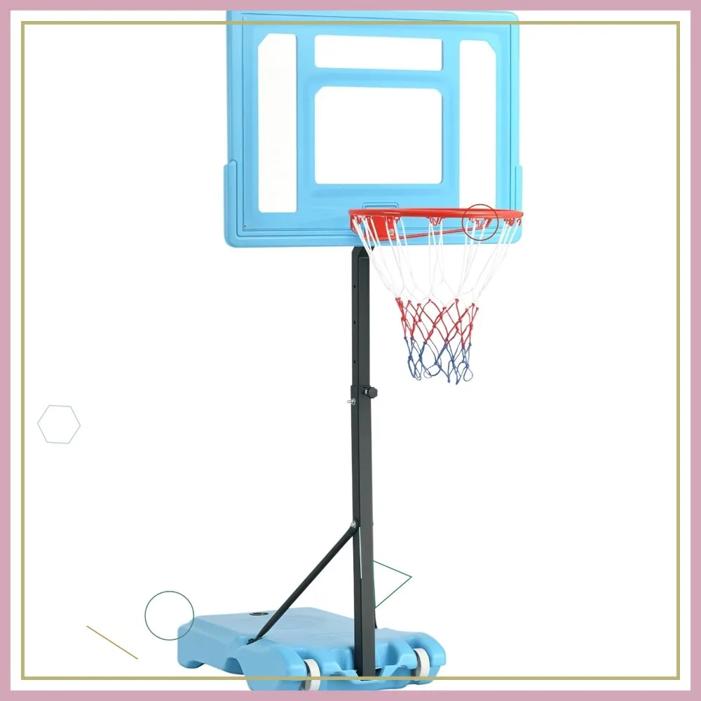 

Adjustable Pool Basketball Hoop Stand 36.5-48.5in Portable Family Water Game with Clear Backboard & Fillable Base