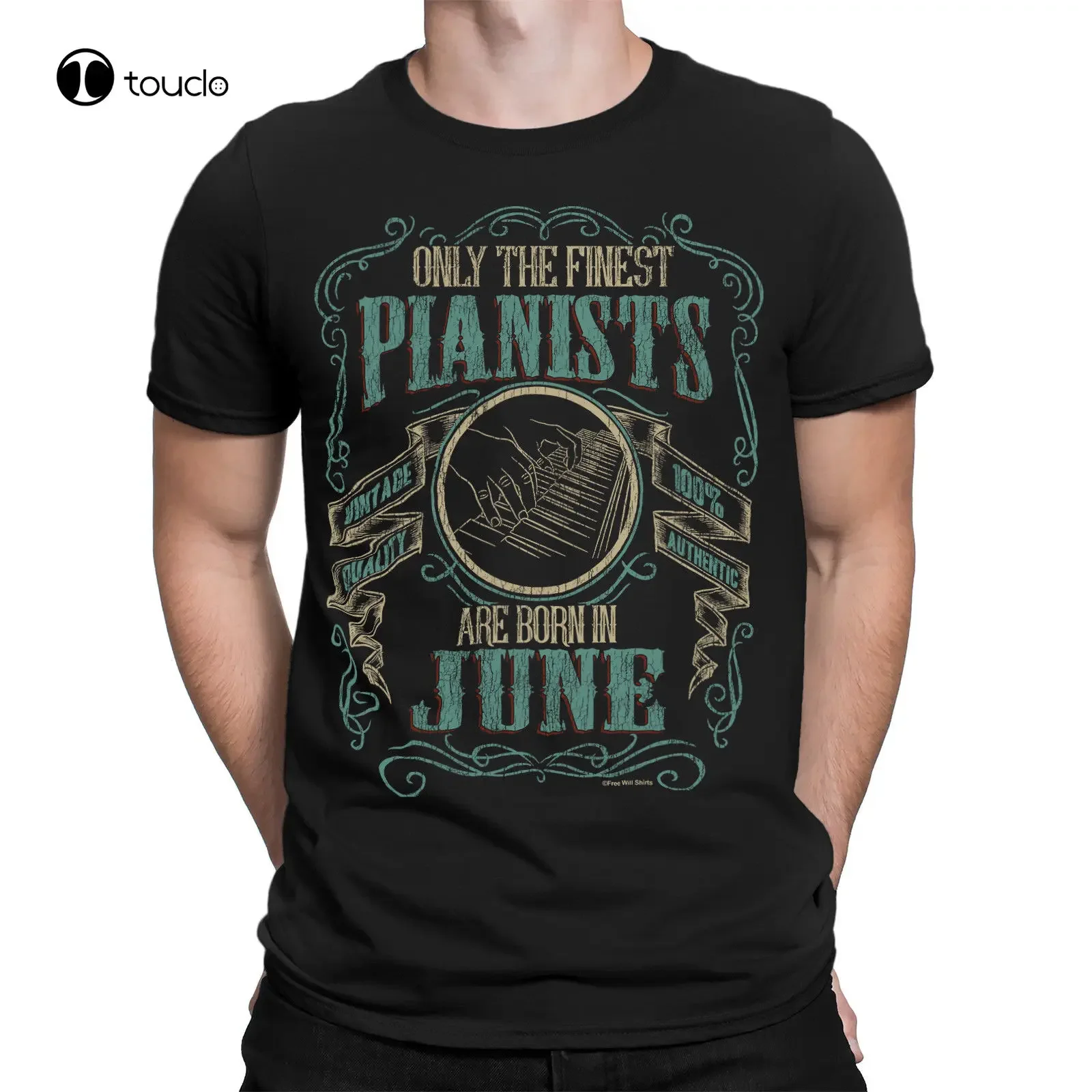 Cool Tee Shirt Mens Piano T-Shirt Finest Pianists Born In June Music Birthday Fathers Day Summer T-Shirt Fashion Funny New