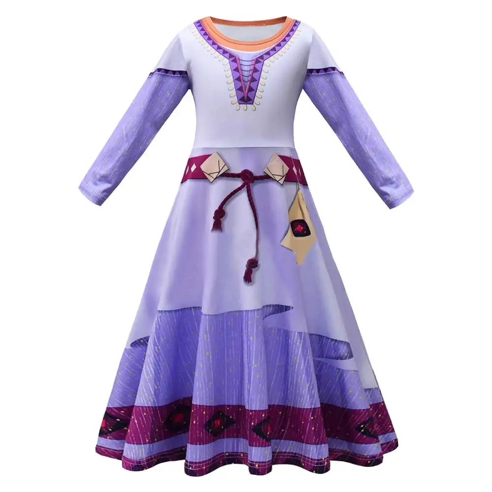 Movie Cos Asha Cosplay Costume Outfits Fantasy Dresses Accessories For Kids Girls Roleplay Fantasia Halloween Carnival Suit