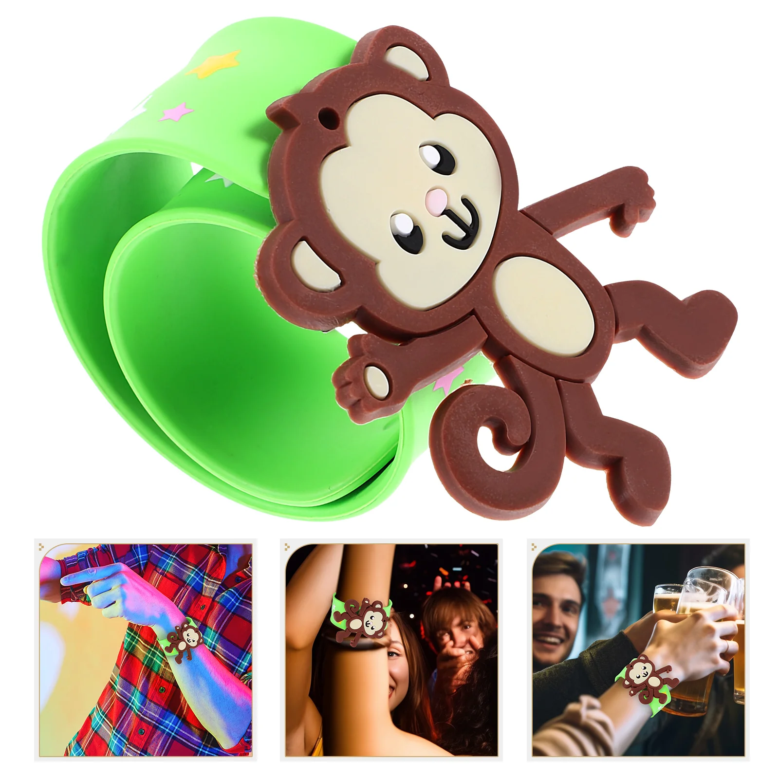 7 Pcs Party Bracelets Animal Snap Monkey Lovely Wristbands Funny Kids Child