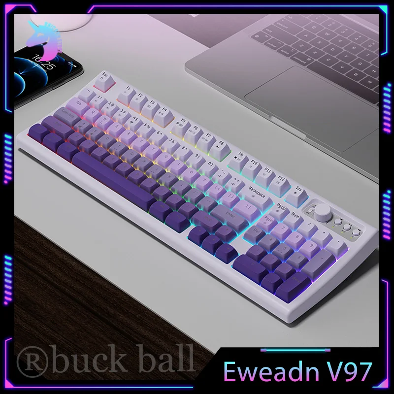 

Eweadn V97 Mechanical Gaming Keyboard 2 Mode Wirelss Bluetooth Keyboards Pbt Keycaps Rgb Backlight Office Gamer Tilt Keyboards