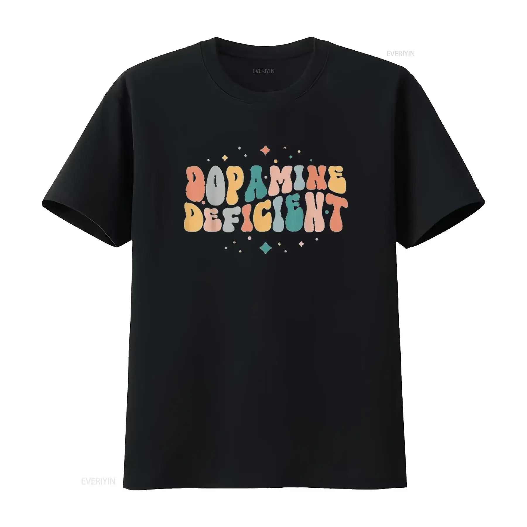 Mens Dopamine Deficient Funny Neurodiversity ADHD Awareness T Shirt White XL vintage Washed fashion Stretched Casual