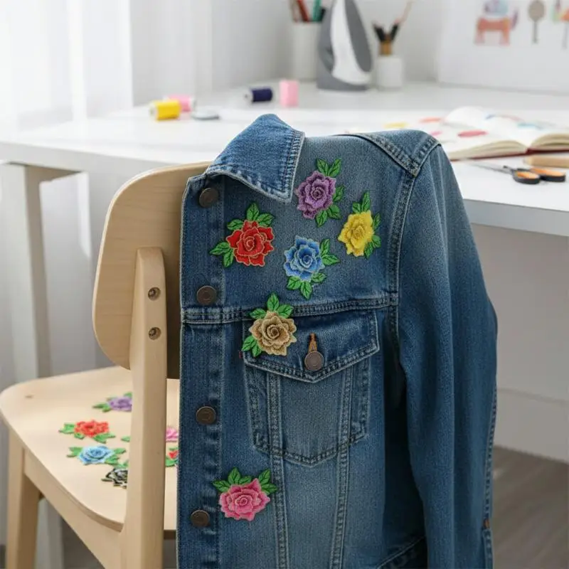 3D Flower Lace Embroidery Patch Sew On Fabric Applique DIY Dress Collar Trim Craft Accessory Clothing Decoration Sewing Supply