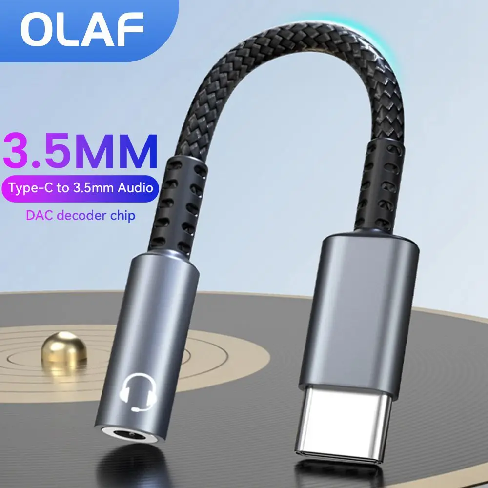 Type C to 3.5MM Audio Cable Adapter 90 Degree Elbow USB-C Male to 3.5 Jack Female Adapter Supporting Call Voice Mic for phones