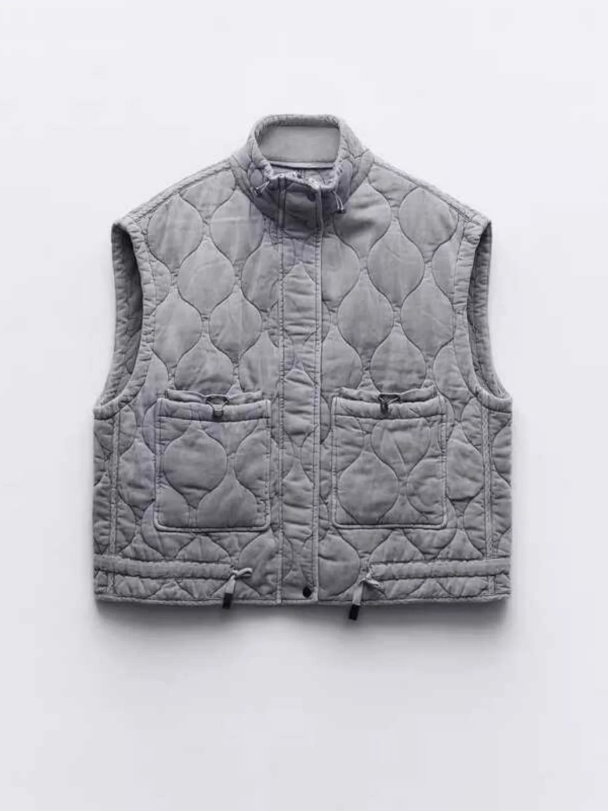Spring Autumn New Women's Loose Cotton Vest Svel Stand Collar Jaet Outerwear Faion Commute Sle Polyester Fiber