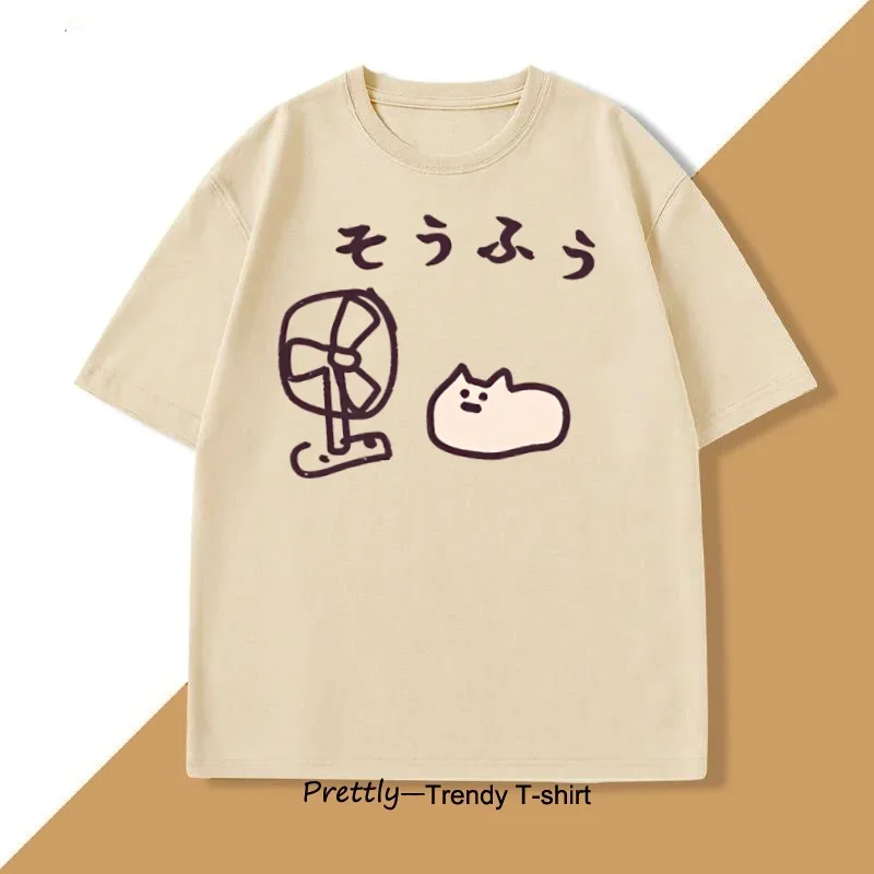 Camiseta de estilo japonés con diseño de gato para mujer, divertida camiseta de manga corta, camisetas gráficas, ropa de calle de verano, camisetas estampadas