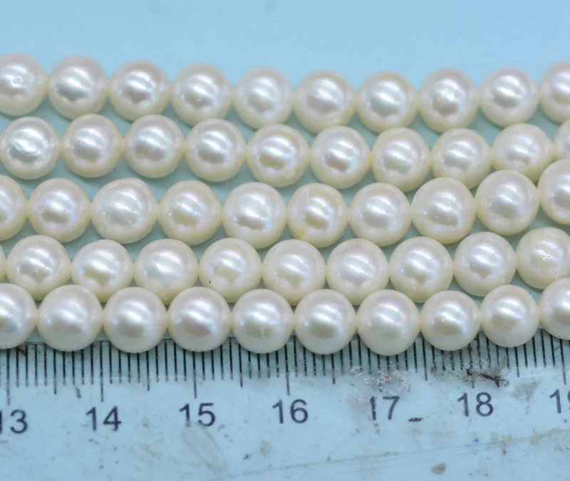 7-8MM AAA+AA 5PCS full strand. Ivory natural freshwater pearl loose beads. Near round pearl 15